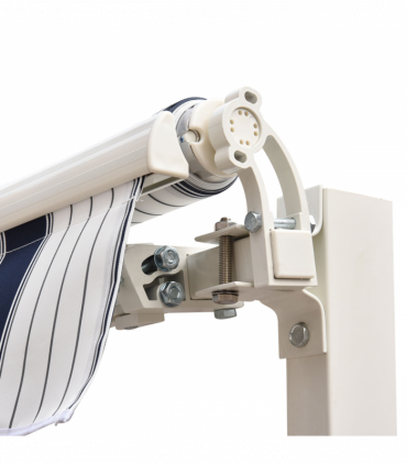 Retractable Awning, 2.5x2 m-Blue/White Strips