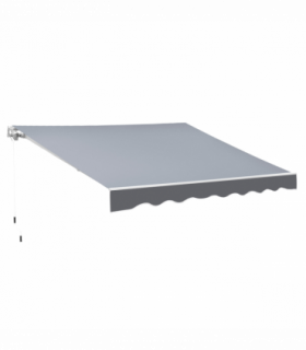 Manual Retractable Sun Shade Patio Awning Deck Canopy Shelter, 2.5mx2m- Grey