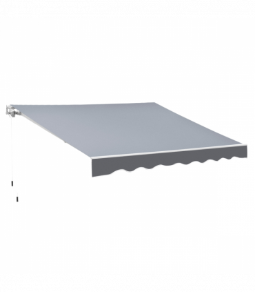 Manual Retractable Sun Shade Patio Awning Deck Canopy Shelter, 2.5mx2m- Grey