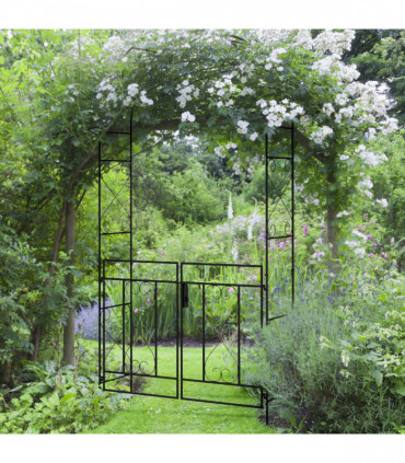 Outsunny Metal Garden Arch with Double Gate, Garden Arbor Climbing Plants