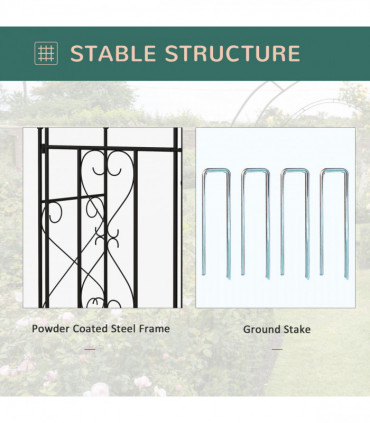 Outsunny Metal Garden Arch with Double Gate, Garden Arbor Climbing Plants