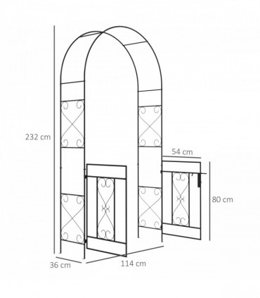 Outsunny Metal Garden Arch with Double Gate, Garden Arbor Climbing Plants