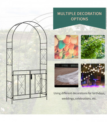 Outsunny Metal Garden Arch with Double Gate, Garden Arbor Climbing Plants