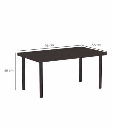 Outsunny Metal Garden Coffee Table with Woodgrain Tabletop, Brown