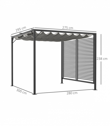 Outsunny Metal Pergola Patio Sun Shelter Grape Tent Retractable Canopy UV Cut