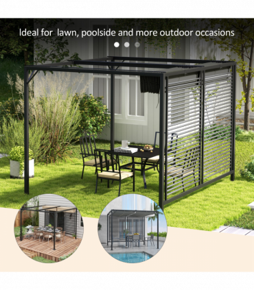 Outsunny Metal Pergola Patio Sun Shelter Grape Tent Retractable Canopy UV Cut