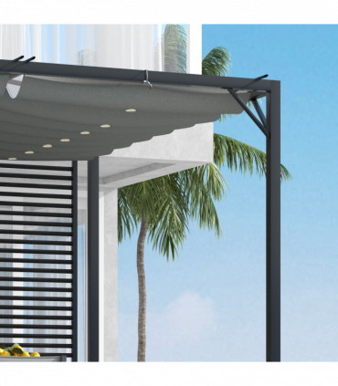 Outsunny Metal Pergola Patio Sun Shelter Grape Tent Retractable Canopy UV Cut
