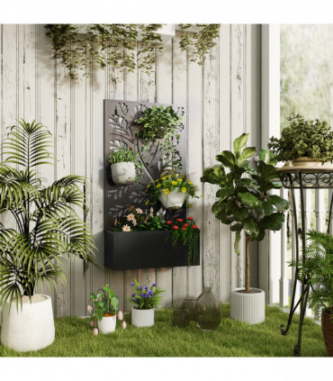 Outsunny Metal Raised Garden Bed with Trellis, Outdoor Elevated Planter Box