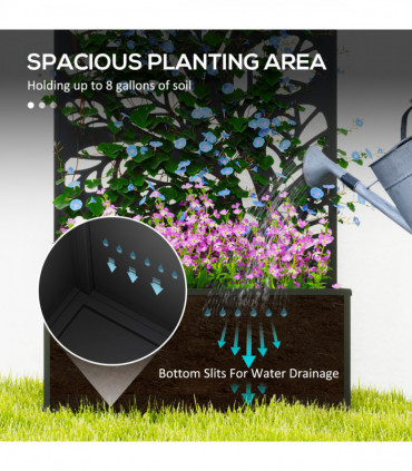 Outsunny Metal Raised Garden Bed with Trellis, Outdoor Elevated Planter Box