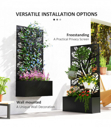 Outsunny Metal Raised Garden Bed with Trellis, Outdoor Elevated Planter Box