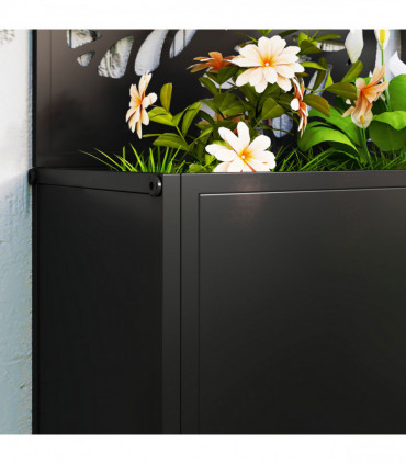 Outsunny Metal Raised Garden Bed with Trellis, Outdoor Elevated Planter Box