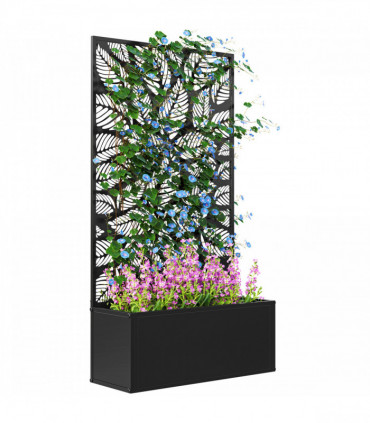 Outsunny Metal Raised Garden Bed with Trellis, Outdoor Elevated Planter Box