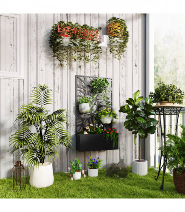 Outsunny Metal Raised Garden Bed with Trellis, Outdoor Elevated Planter Box