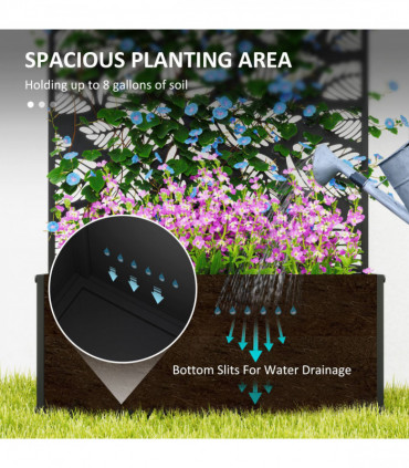 Outsunny Metal Raised Garden Bed with Trellis, Outdoor Elevated Planter Box