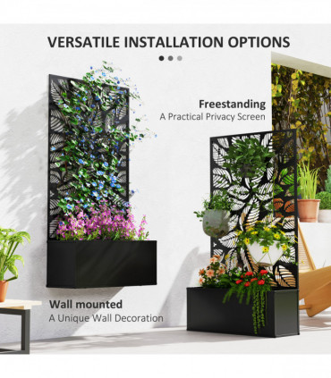 Outsunny Metal Raised Garden Bed with Trellis, Outdoor Elevated Planter Box