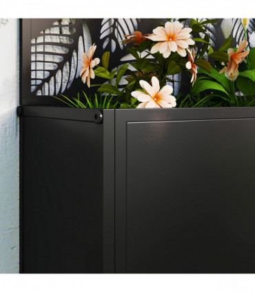 Outsunny Metal Raised Garden Bed with Trellis, Outdoor Elevated Planter Box