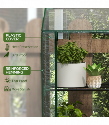 Outsunny Mini Green House with 3 Tier Shelves, 151H x 143W x 46Dcm, Clear