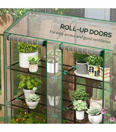 Outsunny Mini Green House with 3 Tier Shelves, 151H x 143W x 46Dcm, Clear