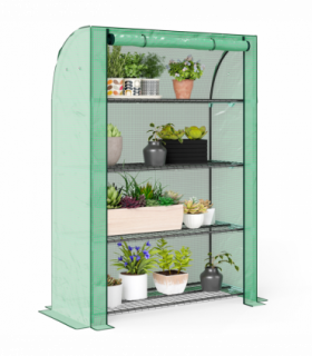 Outsunny Mini Green House with 4 Tier Shelves, 170H x 120W x 50Dcm, Green