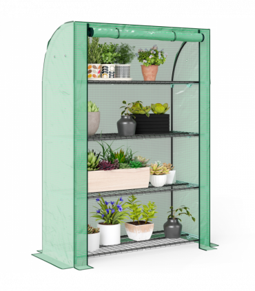 Outsunny Mini Green House with 4 Tier Shelves, 170H x 120W x 50Dcm, Green