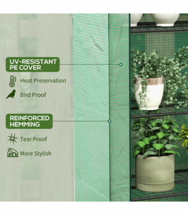 Outsunny Mini Green House with 4 Tier Shelves, 170H x 120W x 50Dcm, Green