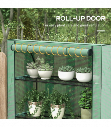 Outsunny Mini Green House with 4 Tier Shelves, 170H x 120W x 50Dcm, Green