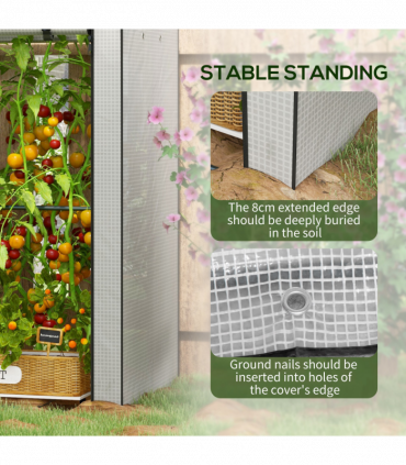 Outsunny Mini Greenhouse with Shelves and Roll Up Door, 100x80x150cm, White