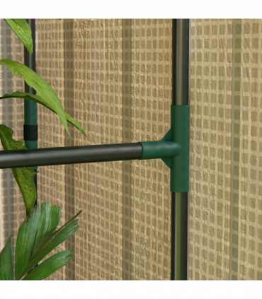 Outsunny Mini Greenhouse with Shelves and Roll Up Door, 100x80x150cm, White