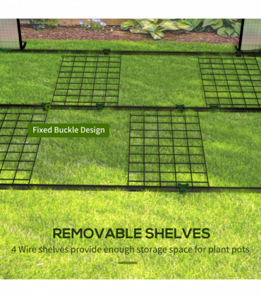 Outsunny Mini Greenhouse with Shelves and Roll Up Door, 100x80x150cm, White