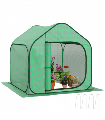 Outsunny Mini Pop Up Greenhouse w/ Reinforced PE Cover, Zipper Door, Green