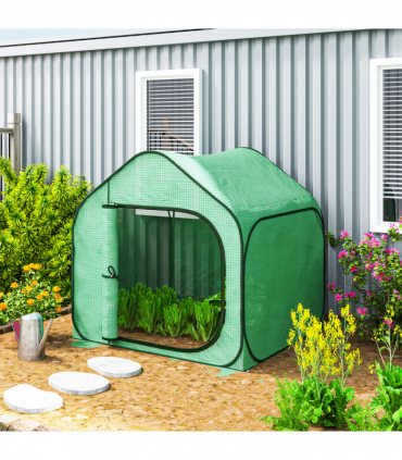 Outsunny Mini Pop Up Greenhouse w/ Reinforced PE Cover, Zipper Door, Green