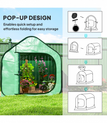 Outsunny Mini Pop Up Greenhouse w/ Reinforced PE Cover, Zipper Door, Green