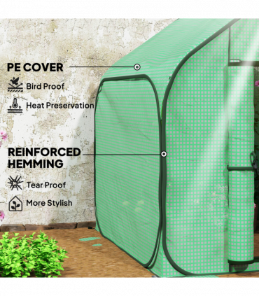 Outsunny Mini Pop Up Greenhouse w/ Reinforced PE Cover, Zipper Door, Green
