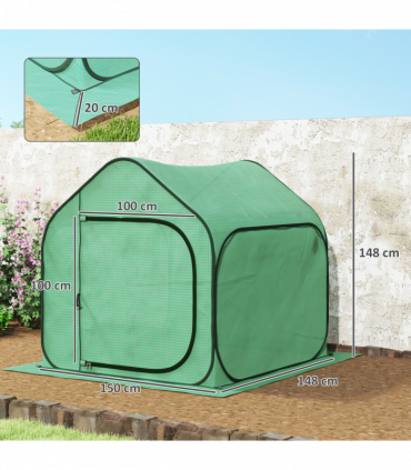 Outsunny Mini Pop Up Greenhouse w/ Reinforced PE Cover, Zipper Door, Green