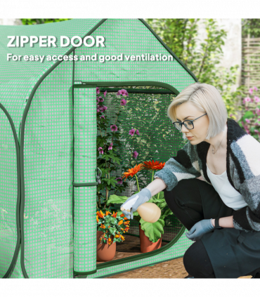 Outsunny Mini Pop Up Greenhouse w/ Reinforced PE Cover, Zipper Door, Green