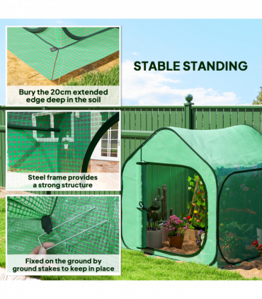 Outsunny Mini Pop Up Greenhouse w/ Reinforced PE Cover, Zipper Door, Green