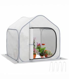 Outsunny Mini Pop Up Greenhouse w/ Reinforced PE Cover, Zipper Door, White