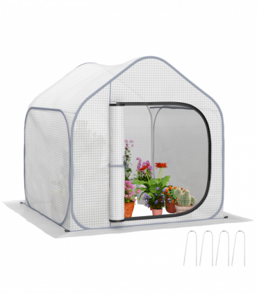 Outsunny Mini Pop Up Greenhouse w/ Reinforced PE Cover, Zipper Door, White