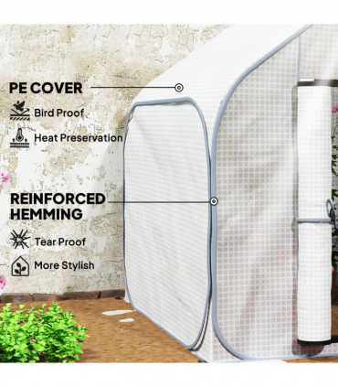 Outsunny Mini Pop Up Greenhouse w/ Reinforced PE Cover, Zipper Door, White