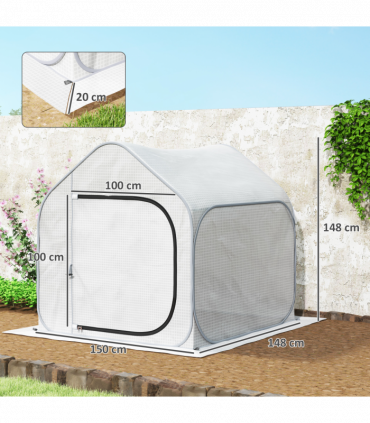 Outsunny Mini Pop Up Greenhouse w/ Reinforced PE Cover, Zipper Door, White
