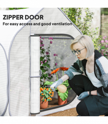 Outsunny Mini Pop Up Greenhouse w/ Reinforced PE Cover, Zipper Door, White