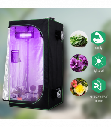 Outsunny Mylar Hydroponic Grow Tent w/ Floor Tray for Indoor Plant 80x80x160cm