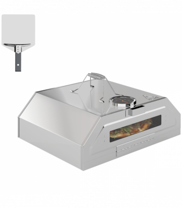 Outsunny Outdoor BBQ Pizza Oven with Thermometer for Gas/Charcoal BBQ Grills