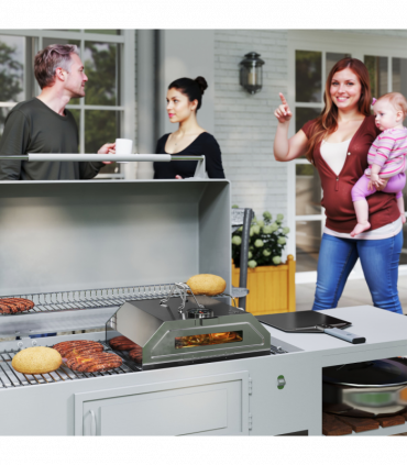 Outsunny Outdoor BBQ Pizza Oven with Thermometer for Gas/Charcoal BBQ Grills