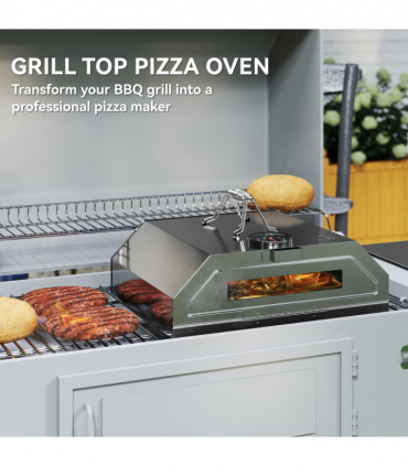 Outsunny Outdoor BBQ Pizza Oven with Thermometer for Gas/Charcoal BBQ Grills