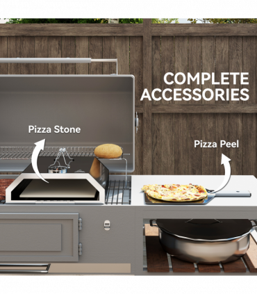 Outsunny Outdoor BBQ Pizza Oven with Thermometer for Gas/Charcoal BBQ Grills