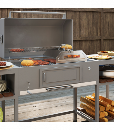 Outsunny Outdoor BBQ Pizza Oven with Thermometer for Gas/Charcoal BBQ Grills