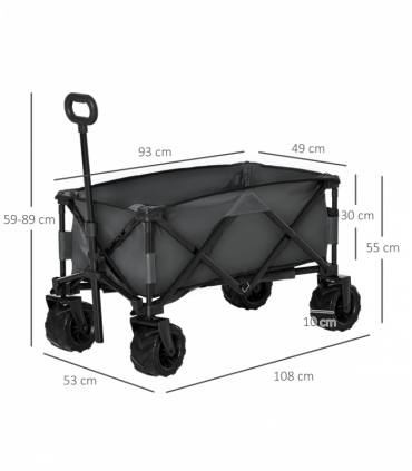 Outsunny Outdoor Cart Folding Cargo Wagon Trailer Beach w/ Handle Dark Grey