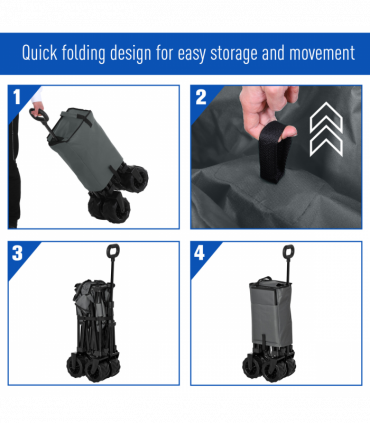 Outsunny Outdoor Cart Folding Cargo Wagon Trailer Beach w/ Handle Dark Grey