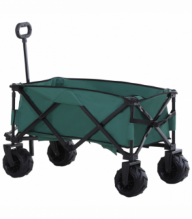 Outsunny Outdoor Cart Folding Cargo Wagon Trailer Beach w/ Telescopic Handle